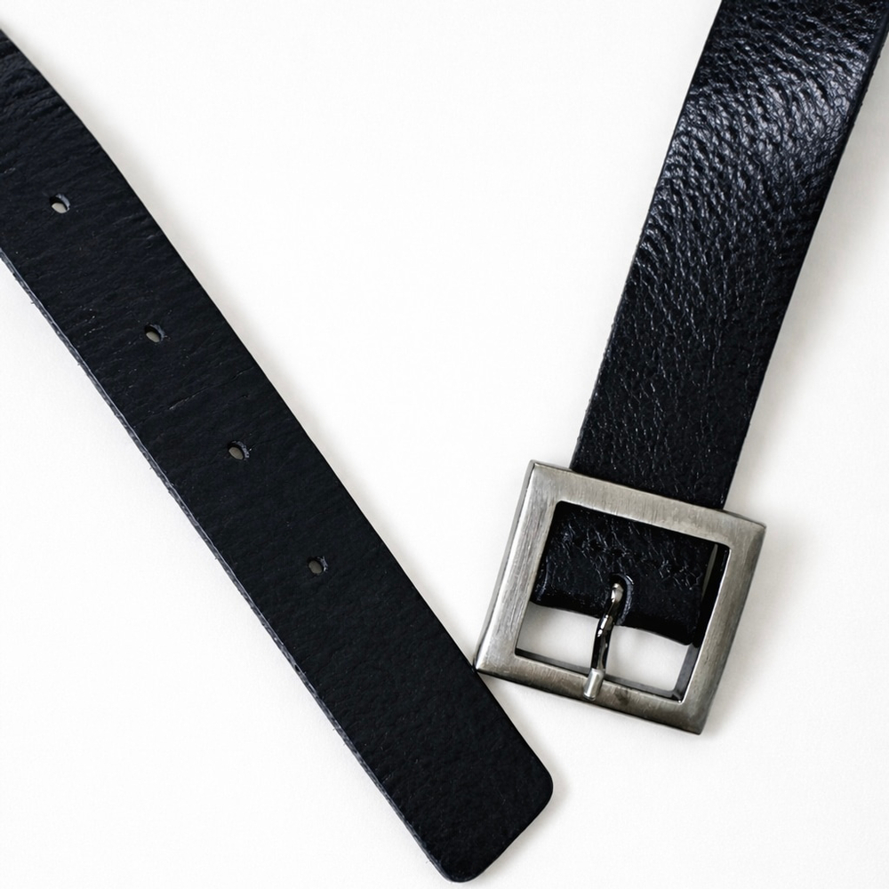 Vintage Simons Leather Belt Made in Canada Square Buckle Size M